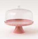 Boleira prato para bolo rosa com cúpula em PS Boleira prato para bolo rosa com cúpula em PS