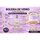 Boleira Vidro Porta Bolo Com Pé 25cm Pétalas De Jasmin Vitazza + Brinde Tampa Cúpula 23cm Acrílico