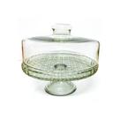 Boleira Vidro Prato Para Bolo com Pedestal Base Decorada Colonial Grande 28cm - Mistral