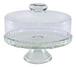 Boleira Vidro Prato Para Bolo Com Pedestal Colonial G 28cm
