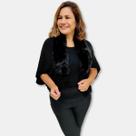 Bolero Casaco Quentinho Tipo Tricot Pelinhos Liso Plus Size