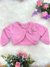 Bolero Infantil de Pelúcia Luxo Rose Plush com Botão e Laço de Strass