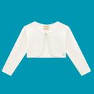 Bolero Infantil Milon em Jacquard com Detalhe em Pérolas Off Tamanho:12 Bolero Infantil Milon em Jacquard com Detalhe em Pérolas Off Tamanho:12