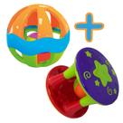 Bolinha Chocalho Didática Educativa para Bebe Colorida + Torre Chocalho com Bolinha para Criança Infantil Pedagógica - Jp Brink