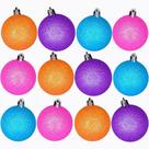 Bolinha de Natal Glitter Coloridas c/ 12 Peças 6cm