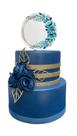 Bolo fake floral azul marinho