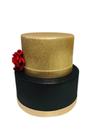 Bolo Fake Preto e Dourado Feminino Bolo Fake Preto e Dourado Feminino