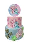 Bolo fake stitch e angel aquarela