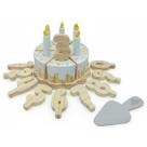 Bolo Velas e Números, da NewArt Cód. 364 - Brinquedo de Madeira, Fatiado e de Aniversário, da Coleção Comidinhas, de Chocolate Branco com Confeitos