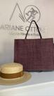 Bolsa 100% palha, forrada e chapéu com faixa