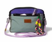 Bolsa alça de corda azul claro, roxo e cinza 21,515,5x7cm fina ideia