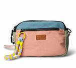 Bolsa alça de corda rosa, azul e verde 21,515,5x7cm fina ideia