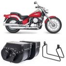 Bolsa Alforge Moto Custom 30 Litros Cravo Com Afastador Yamaha Drag Star 650