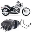 Bolsa Alforge Para Moto Custom 32 Litros + Afastador Harley Davidson Softail STD FX