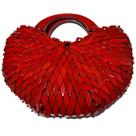 Bolsa Artesanal Losango Madeira, Meia Lua, Corte V, 26cm