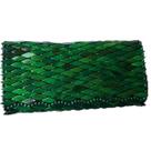 Bolsa Artesanal Madeira, de Mão, Verde Carteira sem Alça