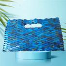 Bolsa Artesanal Madeira Retangular Azul Alça Embutida