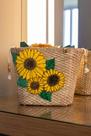 Bolsa Bag Luxo em Palha Girassol Bordado a Mão