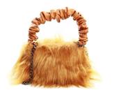 Bolsa bag pelo chumbo transversal c/ alça de couro e metal