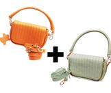 Bolsa Balada - Combo com 2 unidades (Laranja + Verde Claro) - Couro (Não é Sintético) - 827 e 828