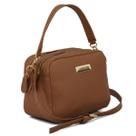 Bolsa Bau Feminina em Couro Alças Transversal Regulável e Alça de Mão Marrom