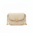 Bolsa Beira Rio Feminina Creme Matelassê Elegância com Alça Corrente -