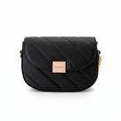 Bolsa Beira Rio Transversal Preta Detalhe Corrente Feminina Casual -