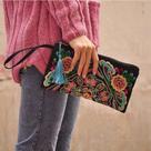 Bolsa bordada estilo étnico para mulher, moda feminina, envelope vintage, carteira designer