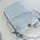 Bolsa Branca Macramê com Bolinhas Transparentes