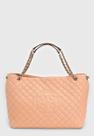 Bolsa Capodarte Shoulder Médio Couro Logo Matelasse - Coral