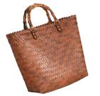 Bolsa Carteira de Mão Feminina Feito à Mão Tamanho G Com Alça De Madeira De Alta Capacidade