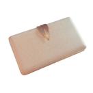 Bolsa Clutch de Festa Bege com Fecho de Folha Dourado