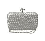 Bolsa Clutch De Festa Cetim Trançada Prata Preta E Dourada