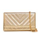 Bolsa Clutch Feminina De Festa Pequena Alça De Corrente CM SHOES Dourada