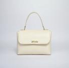 Bolsa clutch Pequena Alça de Mão e Transversal Couro Legitimo Bovino Off White Metais Dourados Road Seven