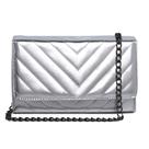 Bolsa Clutch Prata Prateada De Mao Feminina Alça Corrente CM SHOES Festa Balada Madrinha