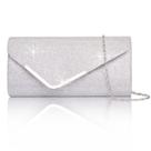 Bolsa Clutch Purse Larcenciel, envelope de lantejoulas prateadas para mulheres
