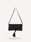 Bolsa Clutch Tricô Couro - Preto
