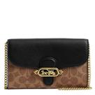 Bolsa Coach Tiracolo de Corrente em Canvas e Couro 20x13x2 cm