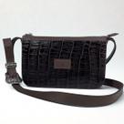 Bolsa Couro Legítimo Croco Cacau Luxo Feminina Alça C/fivela