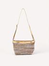 Bolsa Couro Tricô Mini Lua - Ouro