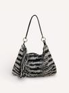 Bolsa Couro Tricô Preto Branco