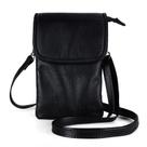 Bolsa crossbody befen preta de couro genuíno para mulheres