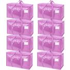 Bolsa de armazenamento TICONN 69x36x38cm, dobrável, resistente, pacote com 8 unidades, rosa
