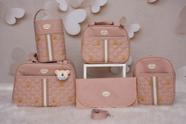 Bolsa de bebe maternidade urso com perola 5 peças