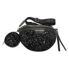Bolsa de cintura MOSSTYUS Rhinestone Fanny Pack Feminina preta Bolsa de cintura MOSSTYUS Rhinestone Fanny Pack Feminina preta