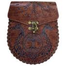 Bolsa de Cintura Viking em Couro com Cinto, Pochete Medieval Marrom