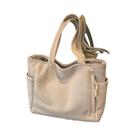 Bolsa De Corduroy Grande E Leve Com Fecho De Zíper, Cor Sólida, Bolsa De Transporte Diária