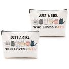 Bolsa de cosméticos CQM Cats Print 2 peças 24x19cm à prova d'água