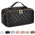 Bolsa de cosméticos de viagem ALEXTINA de grande capacidade impermeável preta